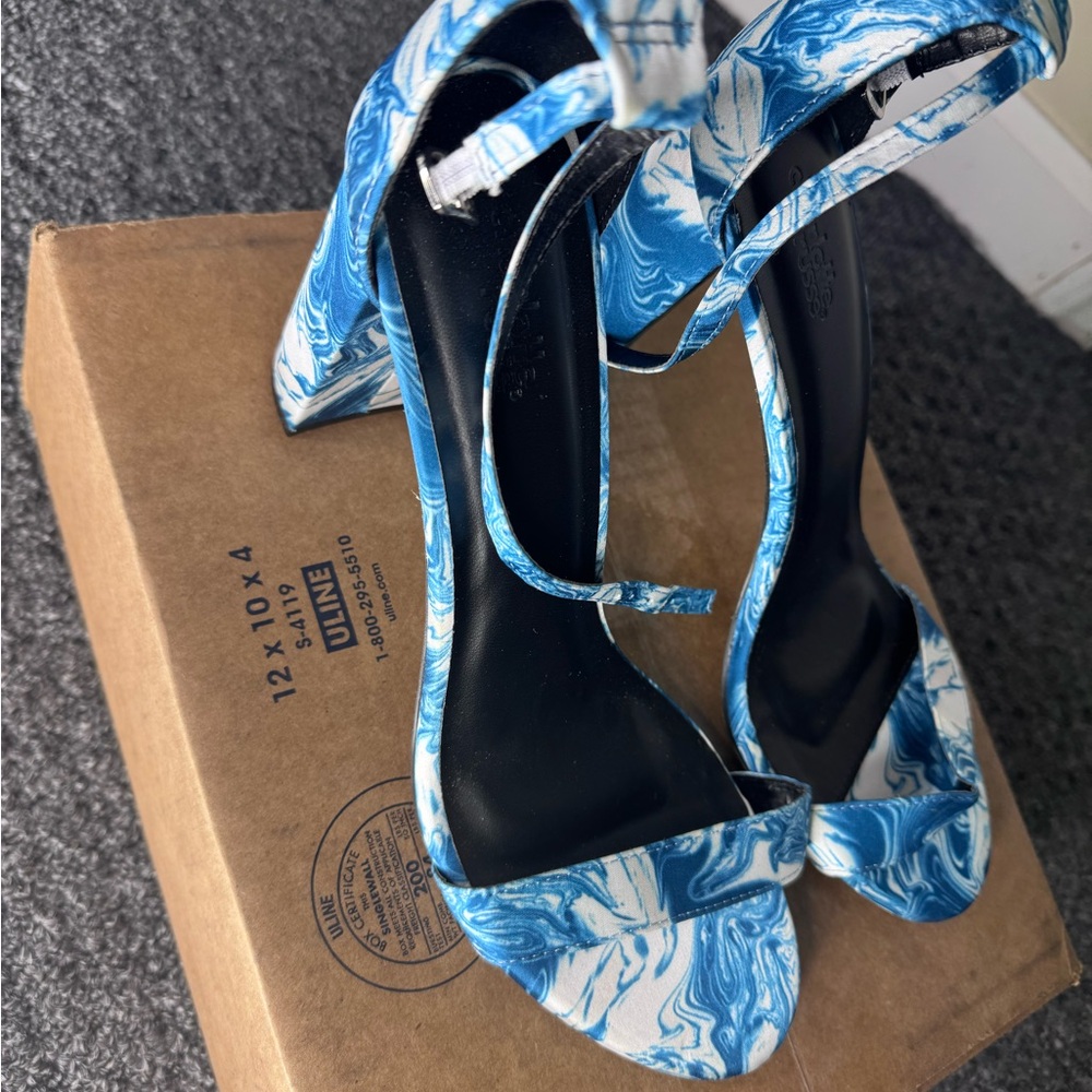 Charlotte Russe Marble Blue and White Heels